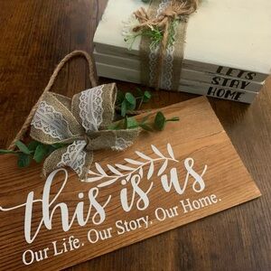 Rustic Wooden Sign and Book Decor